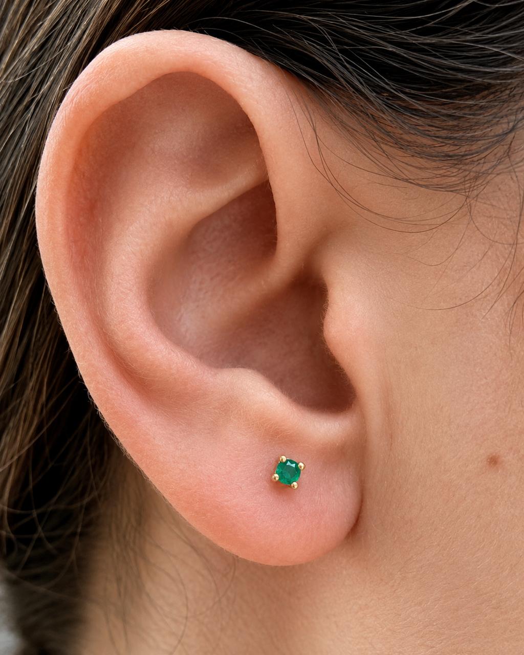 18k Colombian Emerald Stud Earrings