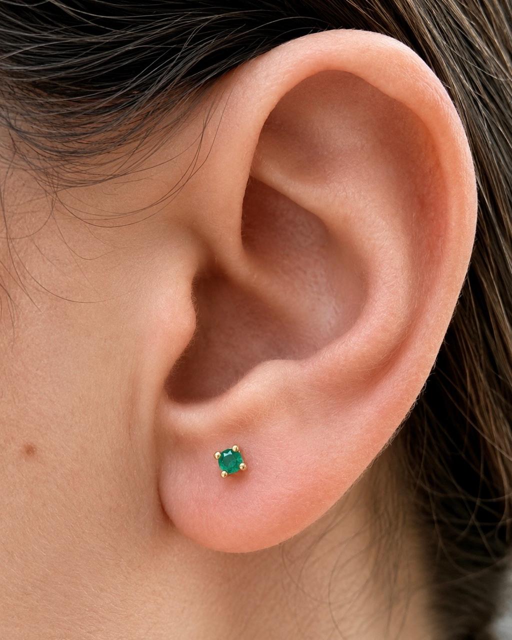 18k Colombian Emerald Stud Earrings - Image 2